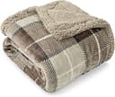 Pavilia Plaid Sherpa Throw Blanket for Sofa Couch - Warm, Soft, Cozy - Fall Decor